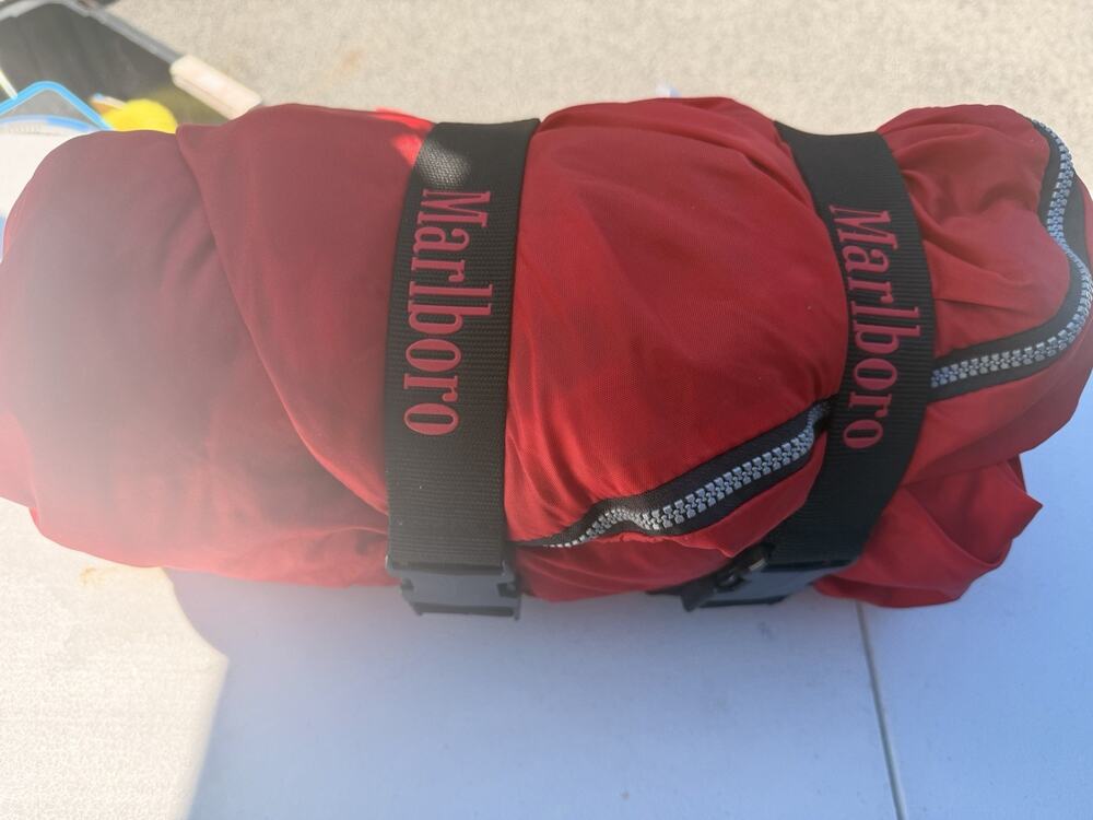 Vintage 90s Marlboro Unlimited Big Red Bedroll Sleeping Bag Plaid Flannel